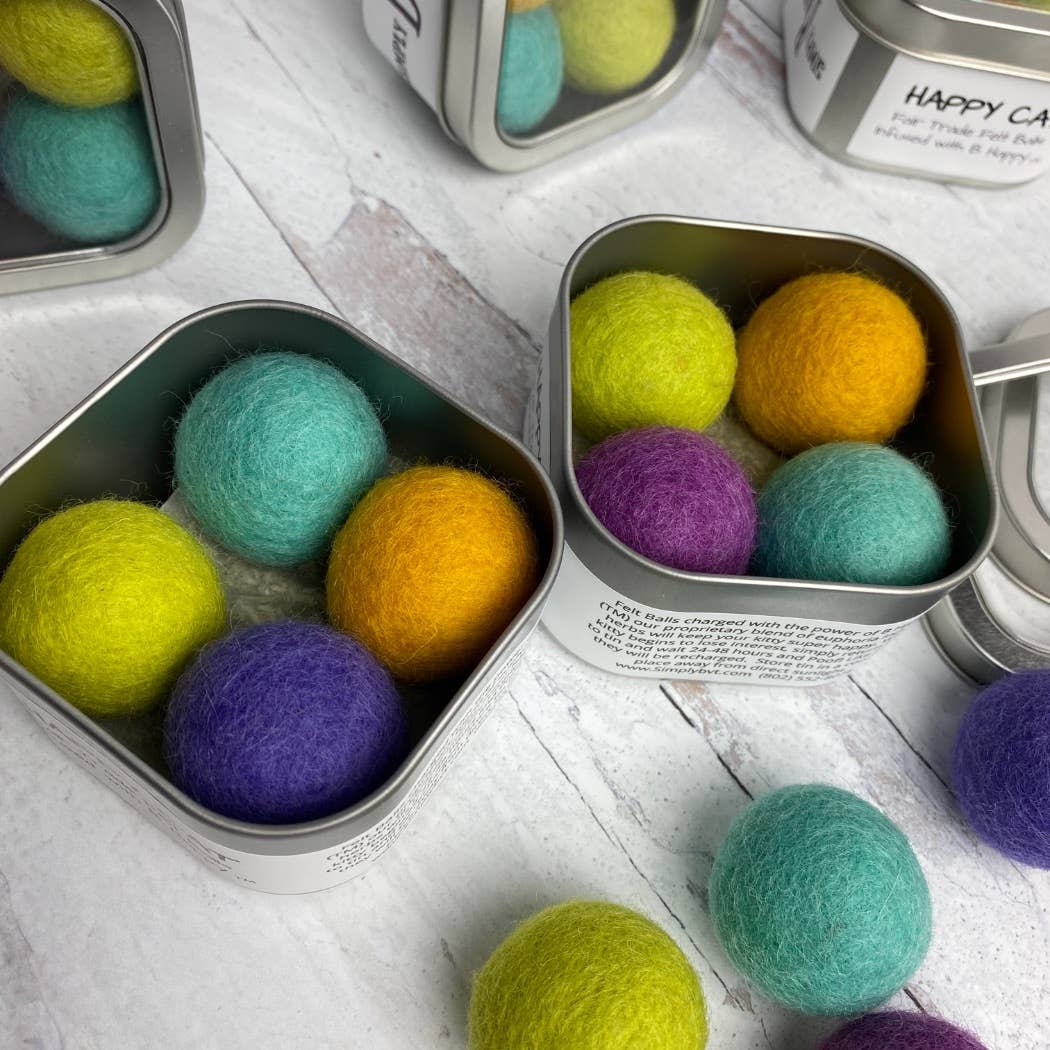 Happy Cat Catnip Infused Felted Balls Gift Tin
