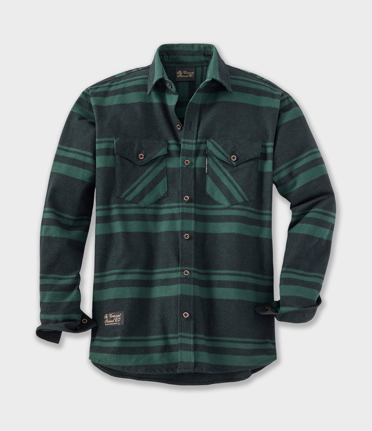 Men's Classic Flannel Shirt - Mansfield Stripe Green Vermont Flannel Men's Classic Flannel Shirt - Mansfield Stripe Green Vermont Flannel
