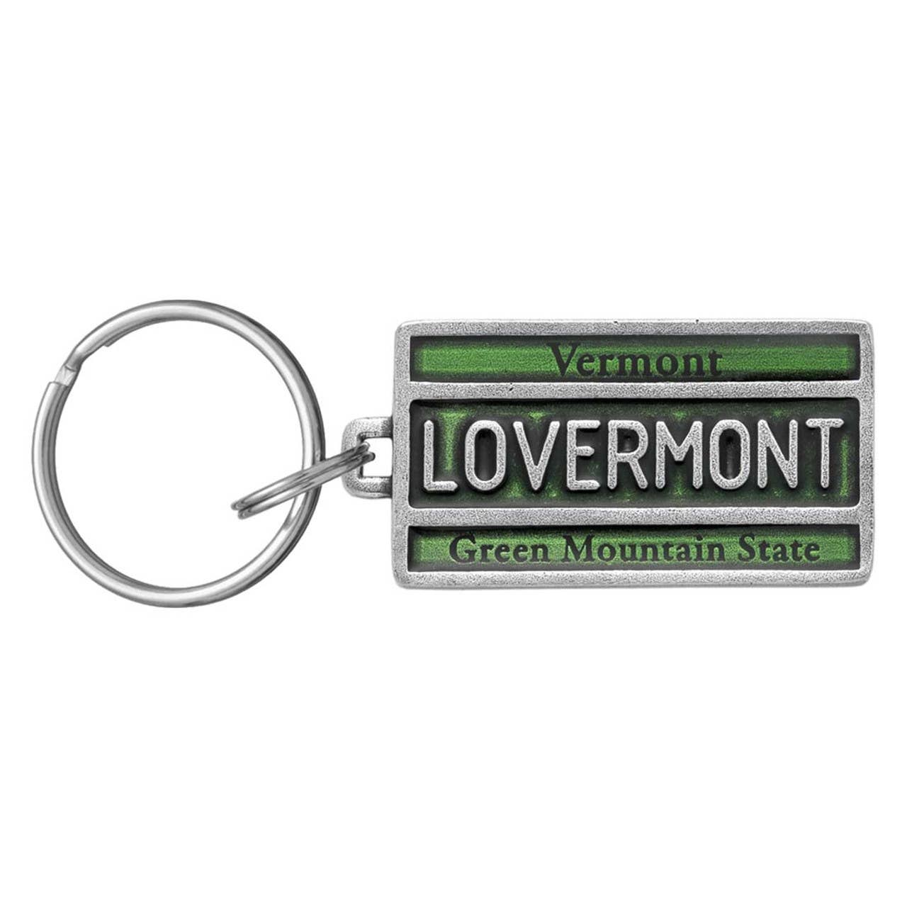 VT License Plate Pewter Keyring