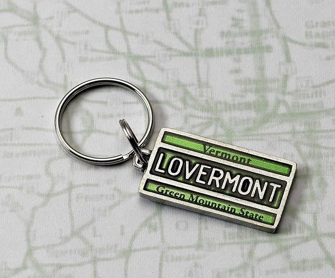 VT License Plate Pewter Keyring