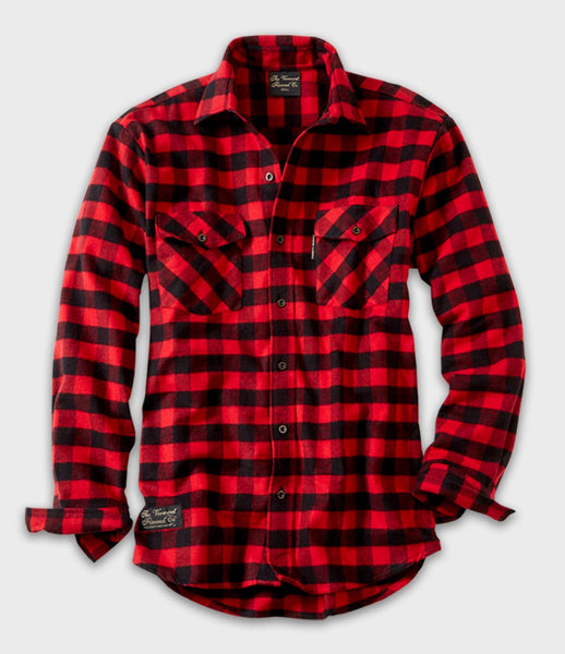 激安超安値 Classic-Mens-Flannel-Shirt-Red 長袖シャツ