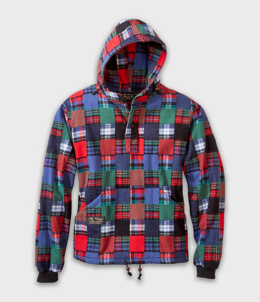 Hooded Flannel Pullover - Patchwork
