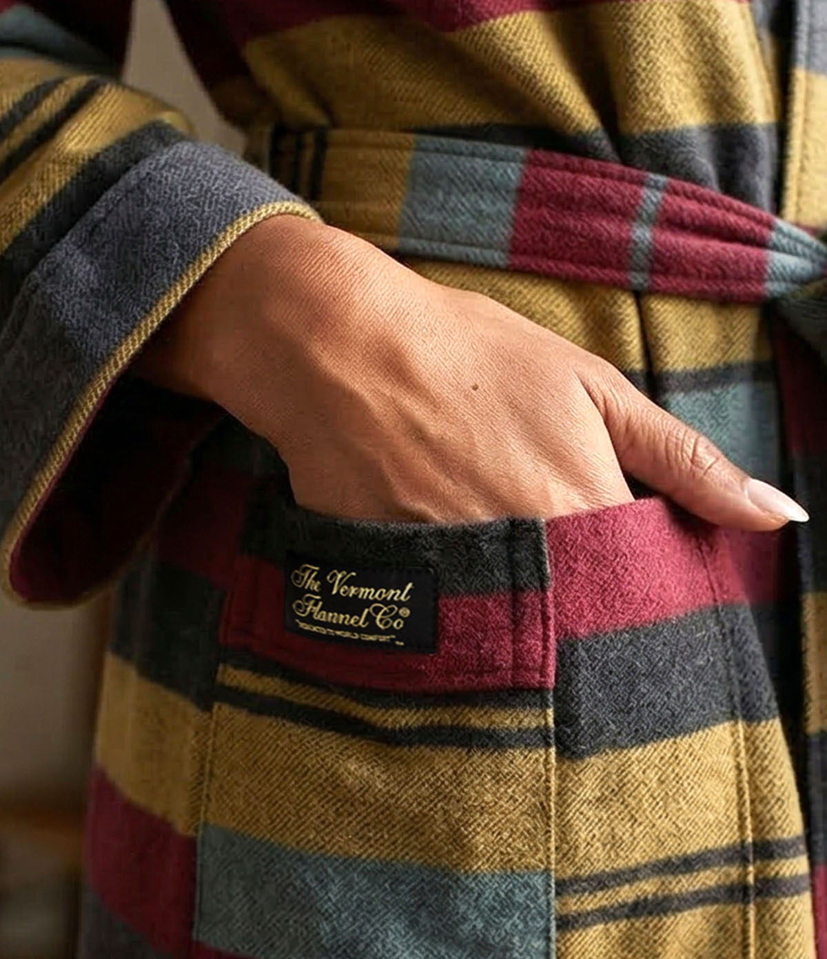 Heavyweight Robe Luxury Striped Flannel Robe - Hearth | Organic Heavyweight Robe ...