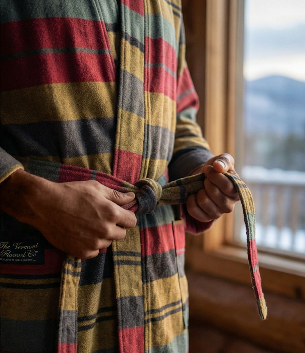 Heavyweight Robe Luxury Striped Flannel Robe - Hearth | Organic Heavyweight Robe ...