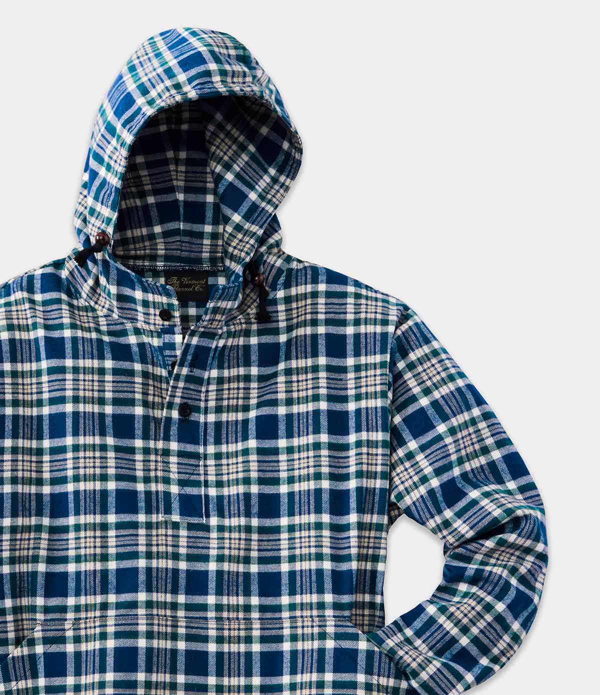 Hooded Pullover - Maine Pine | Organic Cotton Flannel | USA Made