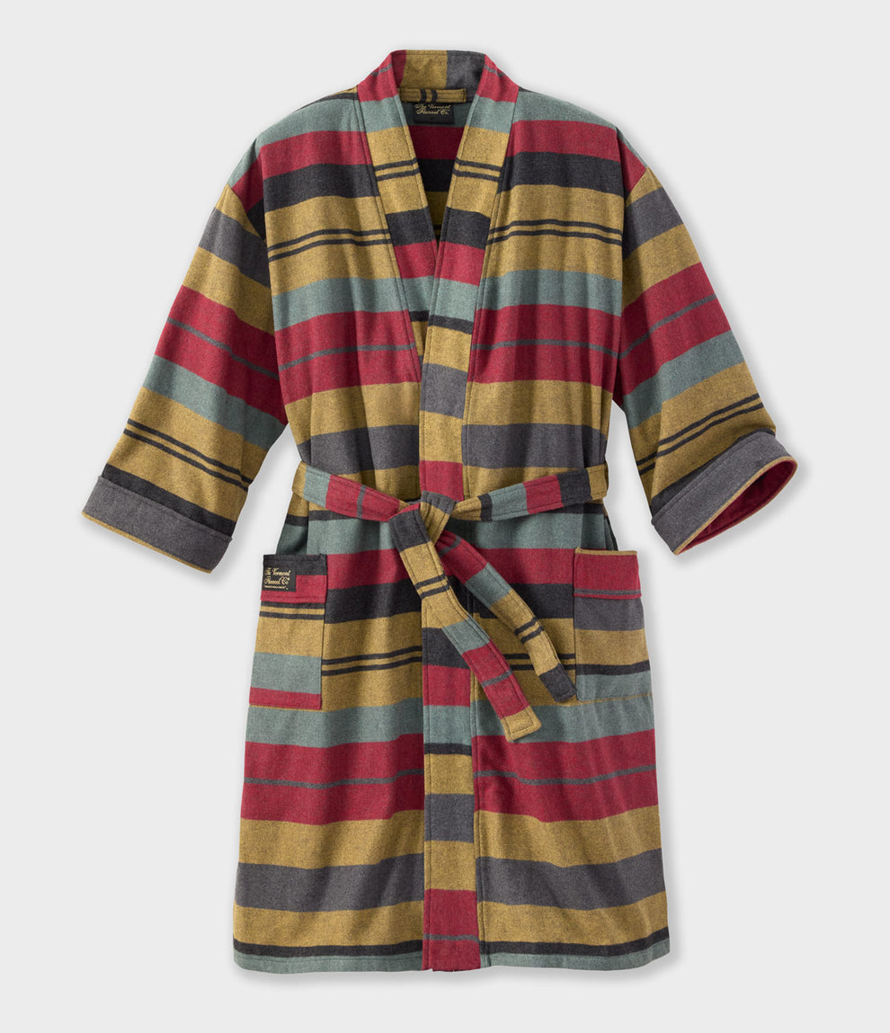 Luxury Striped Flannel Robe - Hearth | Organic Heavyweight Robe ...