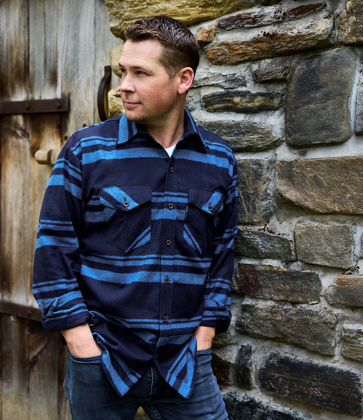 Men's Classic Flannel Shirt - Mansfield Stripe Blue – Vermont Flannel