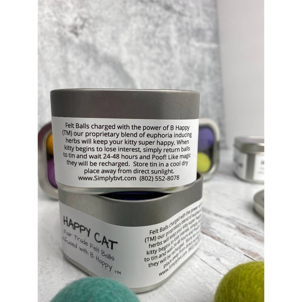 Happy Cat Catnip Infused Felted Balls Gift Tin